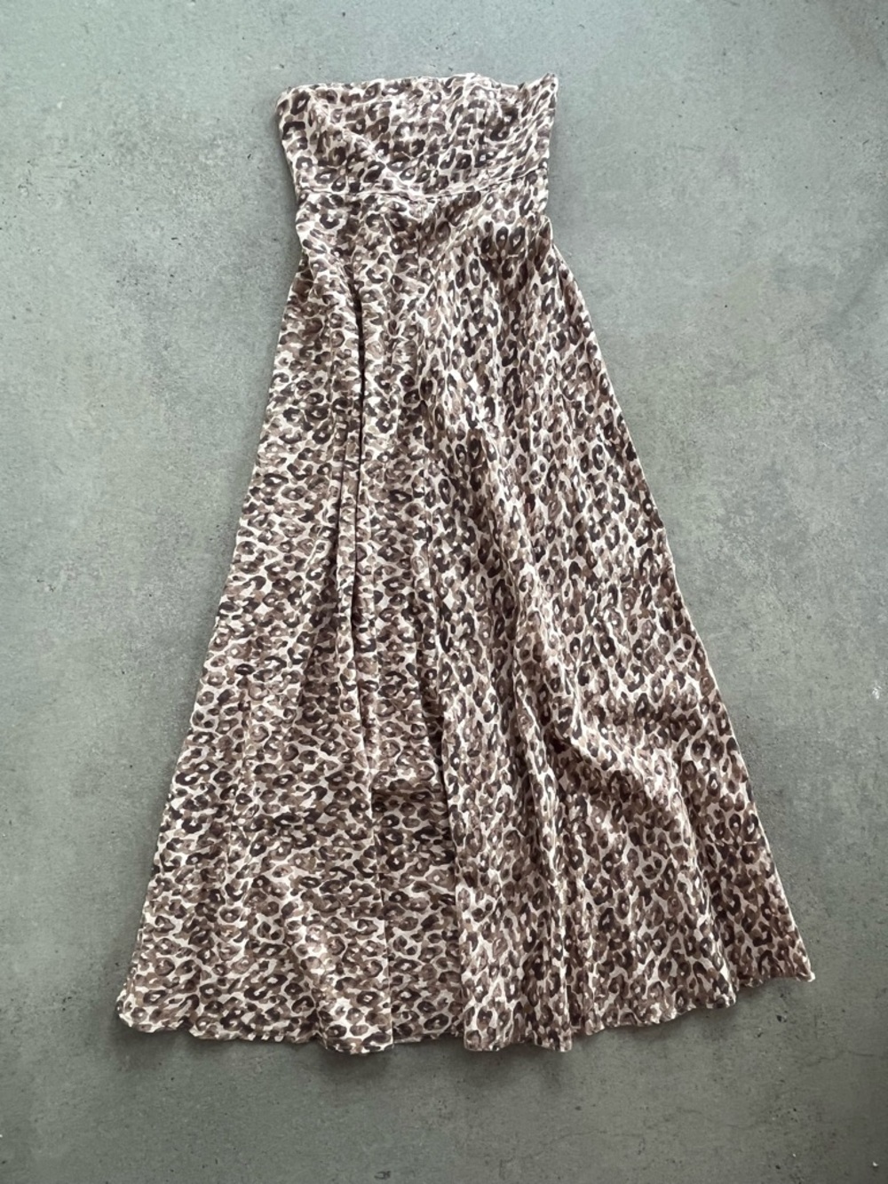 Carolina Belle Linen Blend Leopard Print Strapless Maxi Dress Size M - Picture 4 of 8